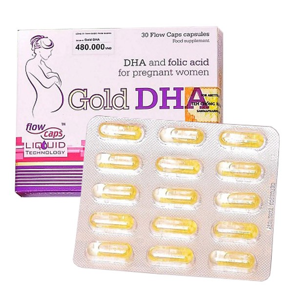 Gold DHA - Giúp bổ sung DHA và axit folic cho phụ nữ có thai và cho con bú (Hộp 30 Viên)Giúp não bộ thai nhi phát triển