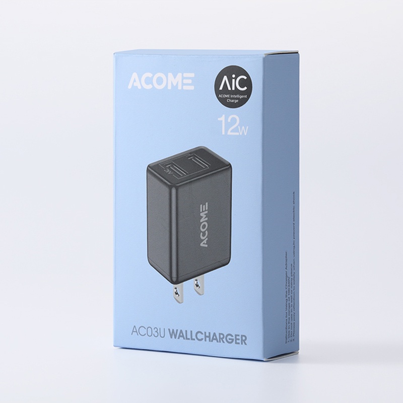 Cốc Sạc Acome AC03U 12W 2 Cổng USB Tương Thích Iphone iPad Samsung Oppo Xiaomi