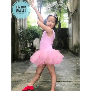 Váy múa ballet viền ren cổ