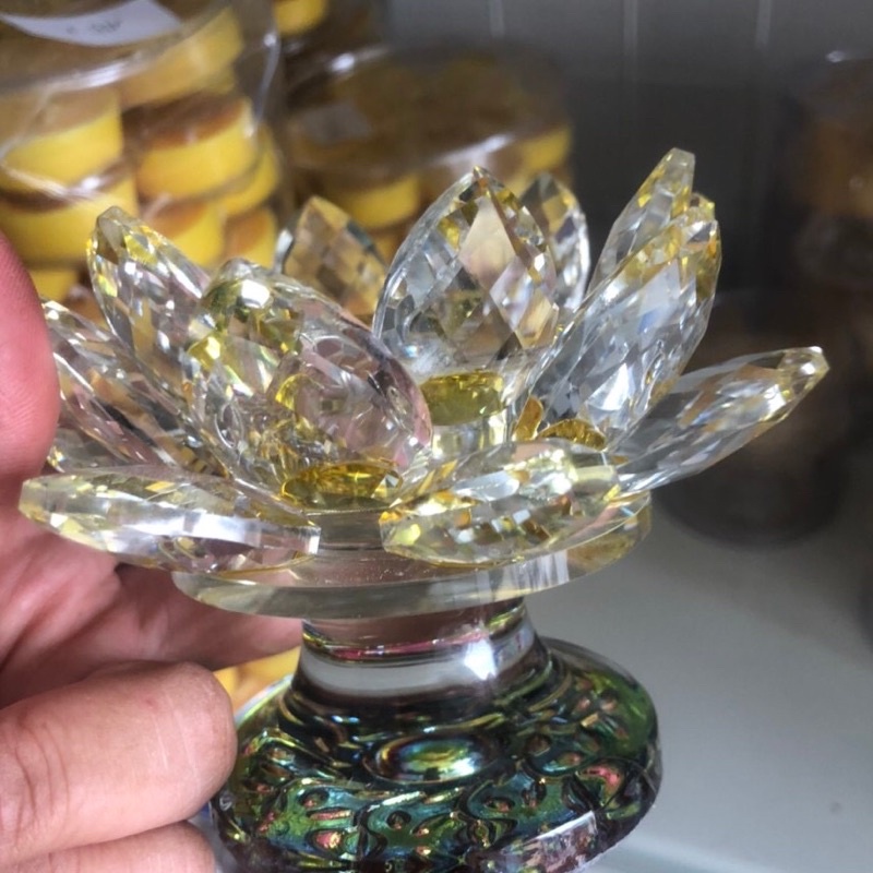 Chân nến hoa sen pha lê 10cm - cây thắp nến