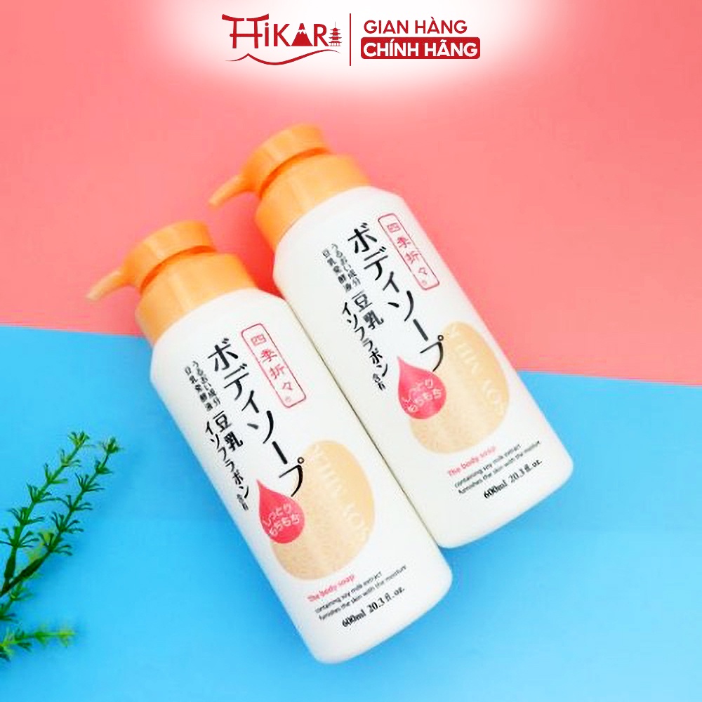 Sữa tắm Kumano Shikioriori Soy milk The body soap 600ml tinh chất đậu nành dưỡng ẩm sáng da