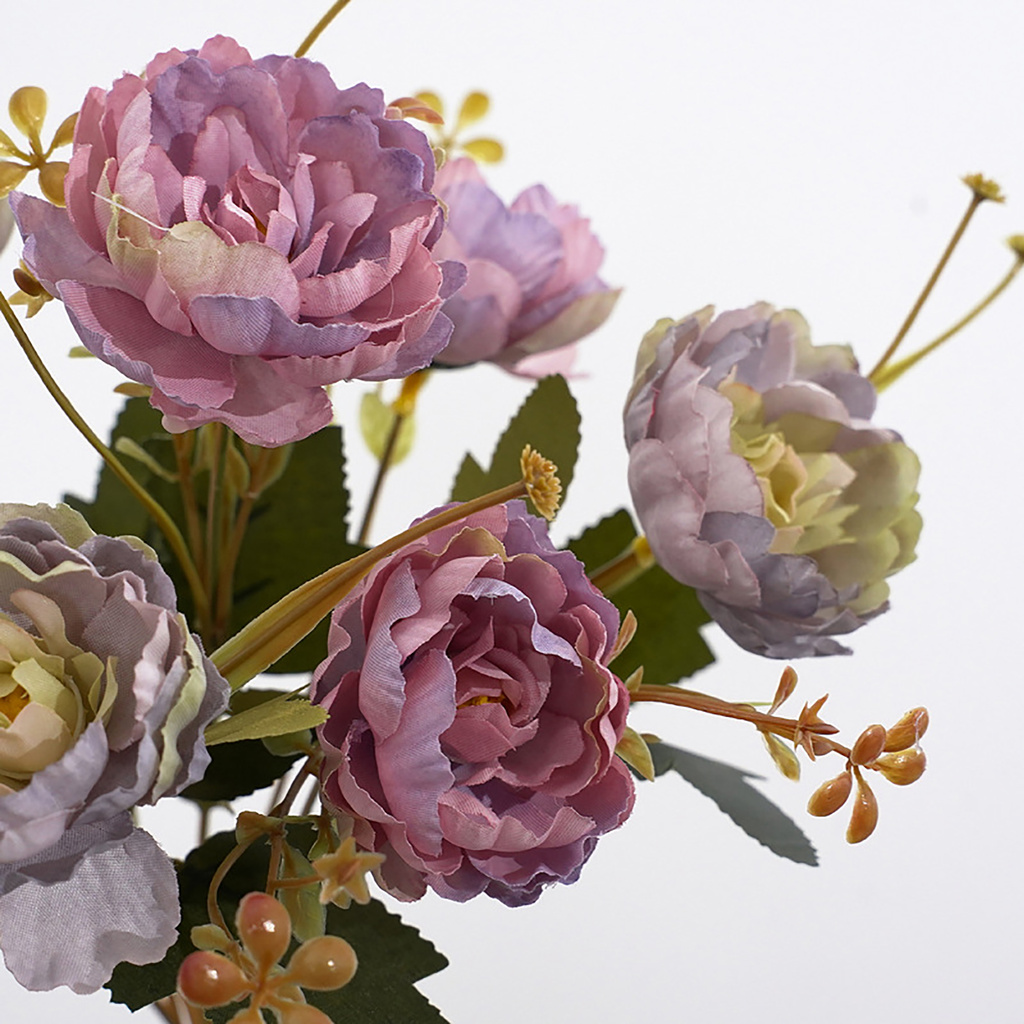 Bó Hoa Mẫu Đơn Nhân Tạo Xinh Xắn Dùng Trang Trí Nhà / Văn Phòng / Quán Cà Phê