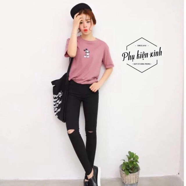 ☘ SIÊU HOT ☘ QUẦN JEANS ĐEN RÁCH GỐI 2 BÊN HÀNG BÁN SHOP