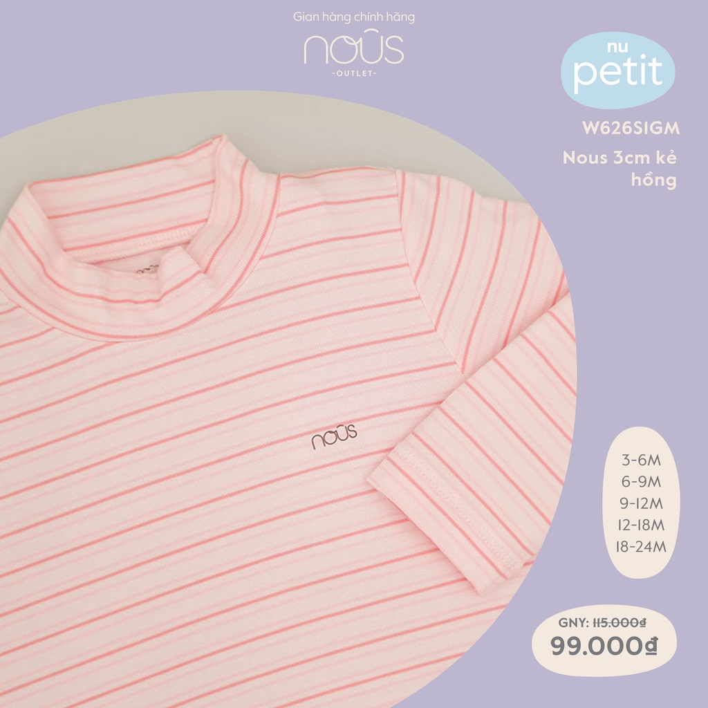 Áo thun dài tay cổ lọ Nous màu hồng cho bé gái - chất liệu Nu Petit kháng khuẩn mềm nhẹ (Size Từ 3-24M)