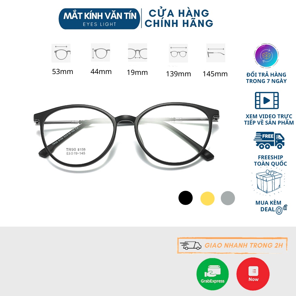 Gọng kính cận T8159 mắt kính tròn nam nữ thiết kế chất liệu nhựa dẻo