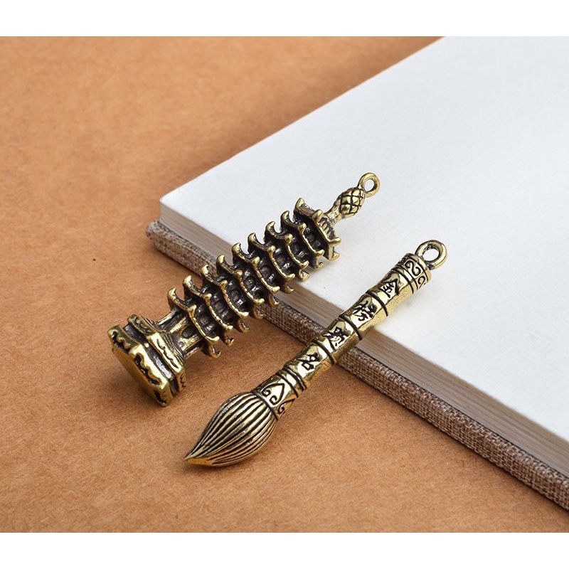 Tháp văn xương, Bút văn xương tượng đồng phụ kiện tiểu cảnh trang trí bonsai móc khóa