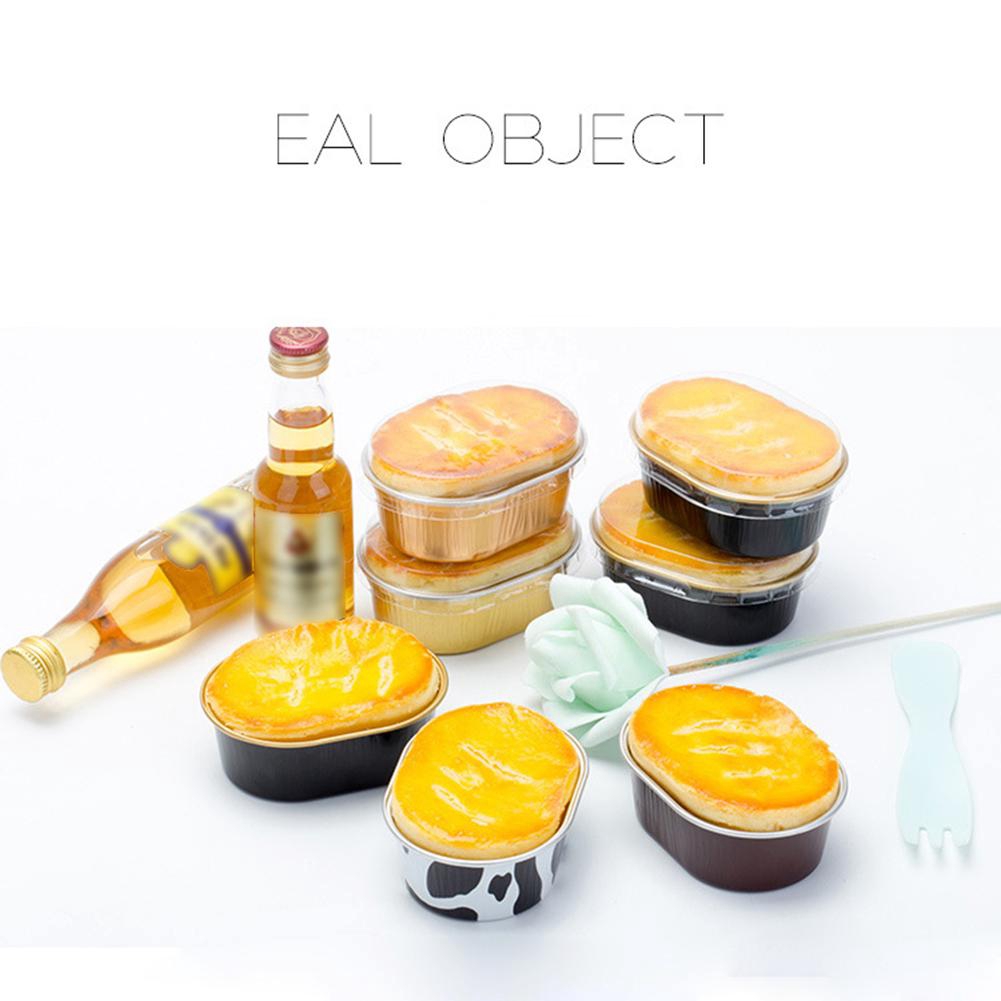 10 cái Cốc nướng bằng nhôm dùng một lần Nhiều màu Creme Brulee Món tráng miệng Hình bầu dục Cốc Cupcake có nắp đậy