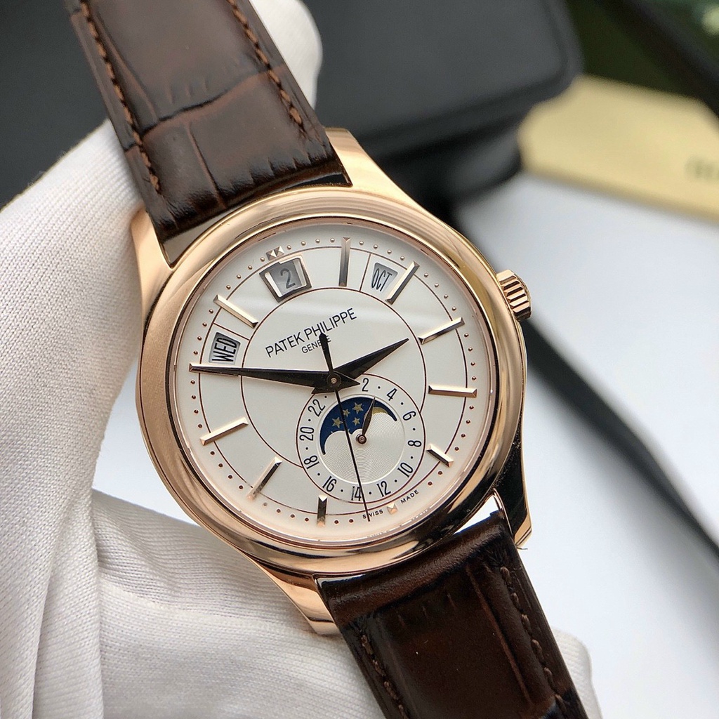 Đồng Hồ Nam PT Philippe Geneve Dây Da Cao Cấp Tích Hợp Chức Năng Lịch Tiện Lợi, Bảo Hành 24 Tháng