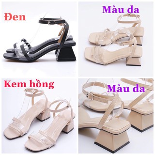 Sandal nữ quai ngang phối mica đế 5cm thời trang cao cấp