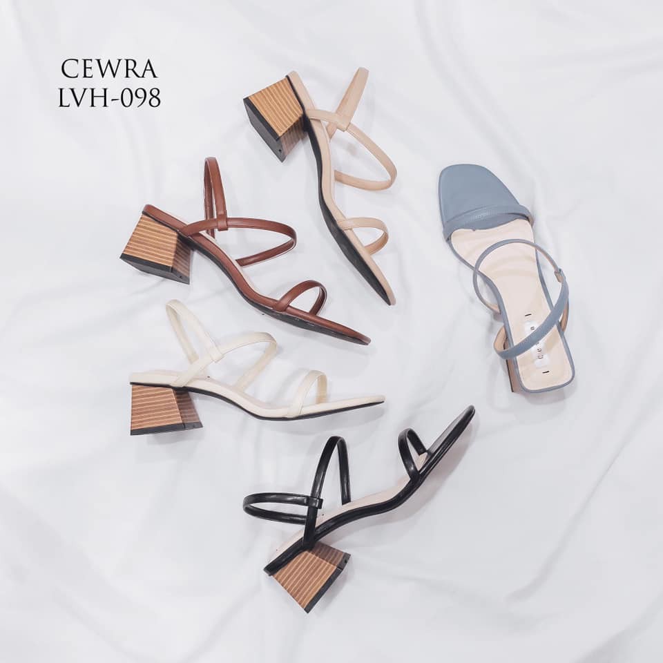 [MẪU ĐẸP] Giày sandal nữ cao gót 5cm dây ngang mảnh gót trụ - Cewra