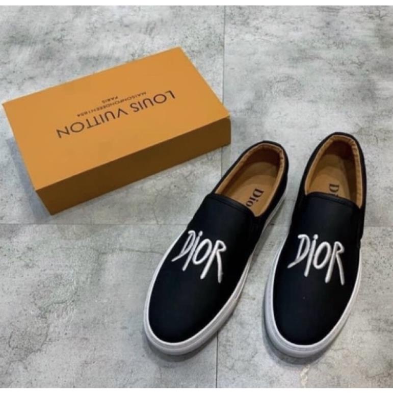 Giầy lười slip on dior da mềm có hoạ tiết thêu nổi, Giầy sục nam đế cao phong cách trẻ trung btshop từ 38 đến 42 PO