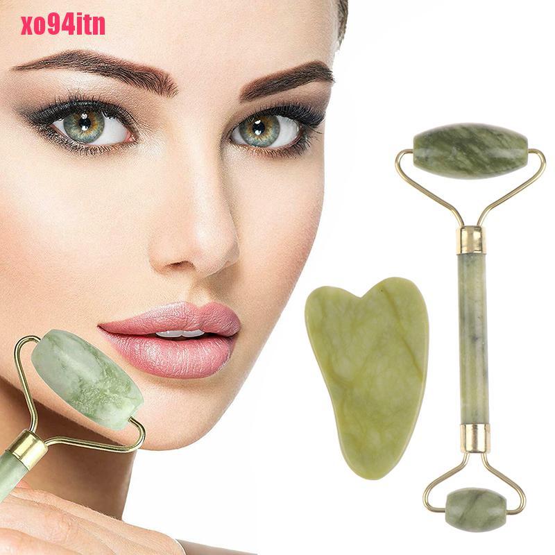 [Hàng mới về] Set cây lăn và miếng guasha massage bằng đá ngọc bích có bán lẻ
