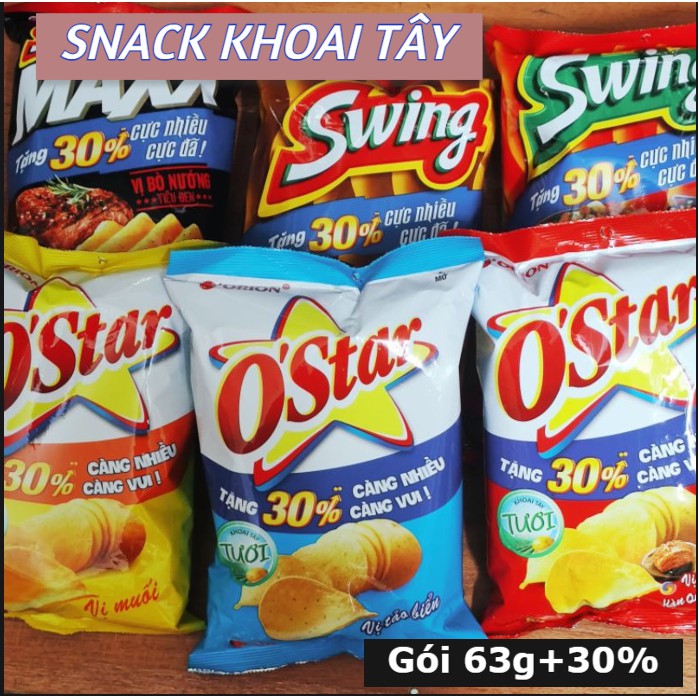 Snack khoai tây Ostar/ Swing nhiều vị 58gr (GIAO VỊ NGẪU NHIÊN)