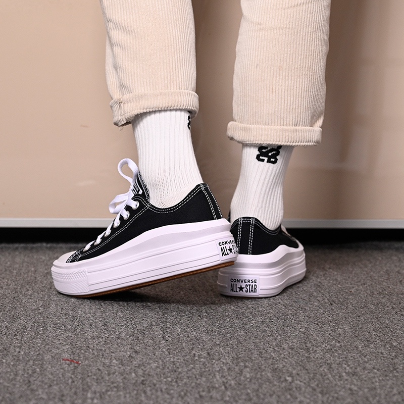 Giày Thể Thao Converse Chuck Taylor All Star Move Đế Thấp Màu Trắng Đen