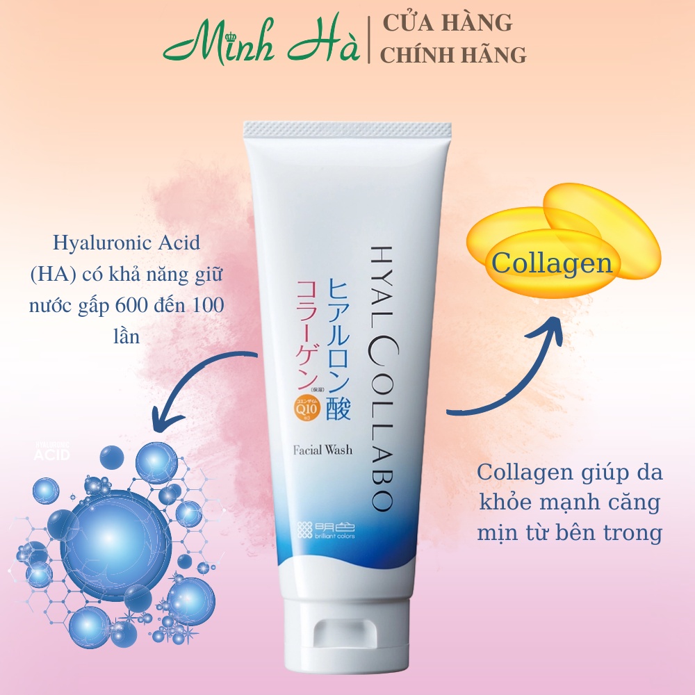 Sữa rửa mặt tạo bọt Meishoku Hyalcollabo Emollient Face Wash 100g dưỡng ẩm chống lão hóa