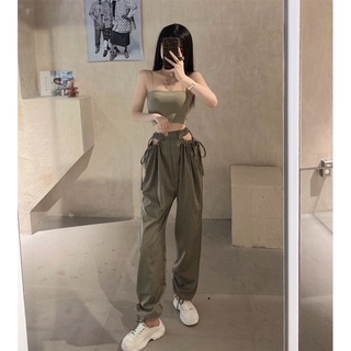 Quần dài cạp cao mỏng rộng kiểu thu đông