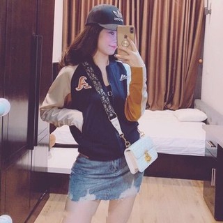 Áo khoác bomber tay phối cam 1 màu cá tính