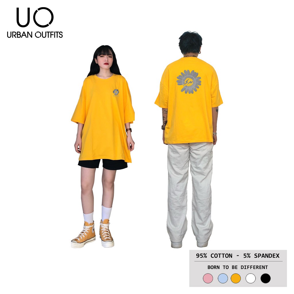 2 Màu ATO08 Áo Thun Tay Lỡ Nữ Nam Form Rộng URBAN OUTFITS IN Hoa Cúc Flash Cotton 4 Chiều Local Brand