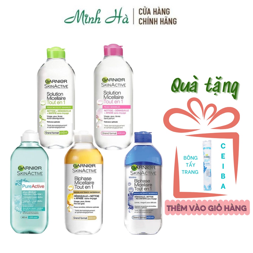 Nước tẩy trang Garnier Skin Active 400ml bản Pháp - mỹ phẩm MINH HÀ cosmetics