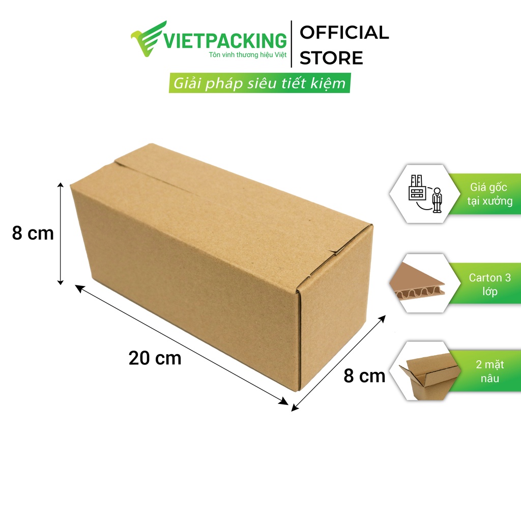 Hộp carton size 20x8x8 - size 50 hộp carton gói hàng hộp cứng giấy đẹp V089 - VietPacking Official