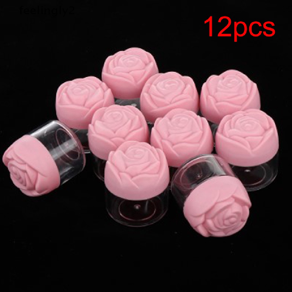 Bộ 12 Hộp Nhựa Đựng Kem Trang Điểm Có Nắp Vặn Hình Hoa Hồng