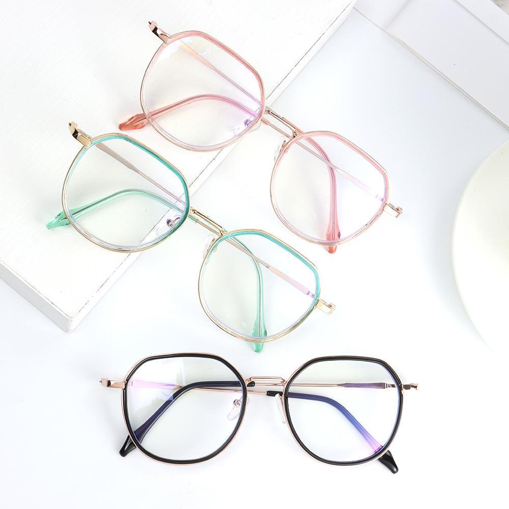 Mắt Kính Gọng Tròn Siêu Nhẹ Chống Tia UV Màu Xanh Dương