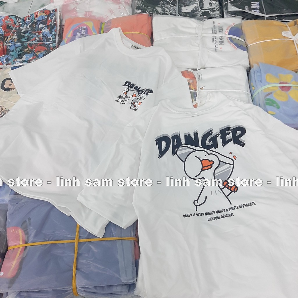 Áo thun tay lỡ nam nữ SAM CLO phông form rộng dáng Unisex, mặc lớp, nhóm, cặp in HÌNH VỊT DANGER