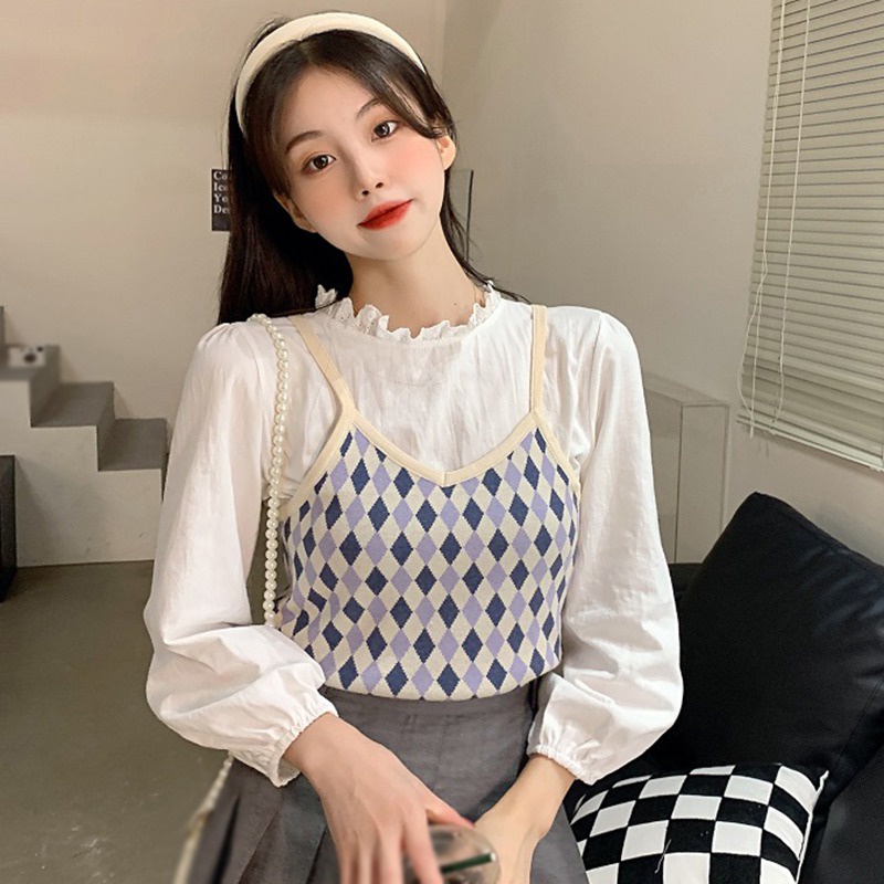 Áo croptop dệt kim sát nách cổ chữ V form ôm phong cách quyến rũ cho nữ