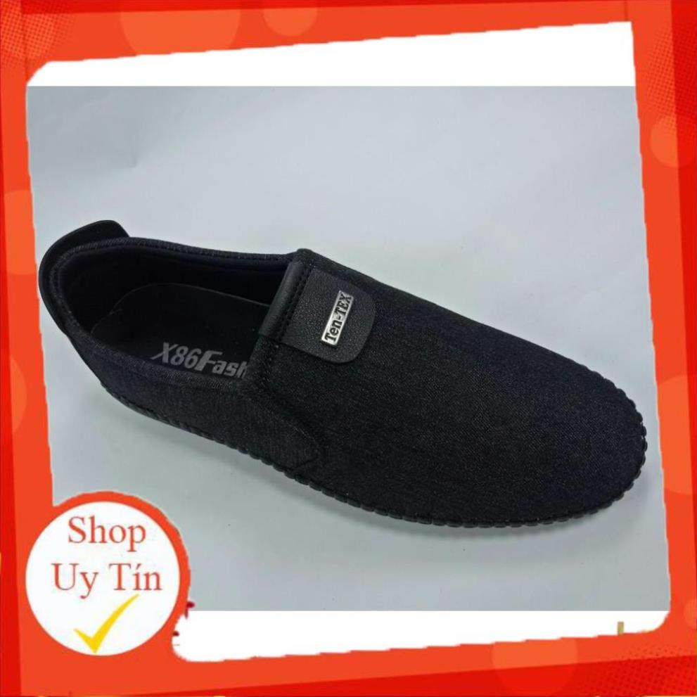 Giày lười vải jean nam màu đen đế khâu chắc X86fashion-VJEAN01 [Shop Uy Tín]