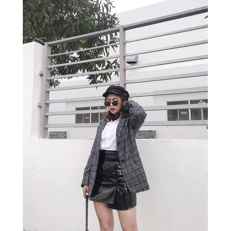 Áo khoác dạ kẻ 2 lớp kiểu Hàn Quốc [HOT NHẤT] chất siêu xịn