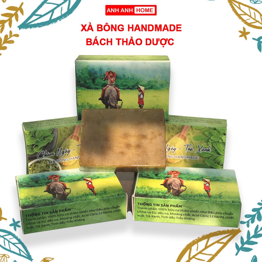 Xà bông ORGANIC Bách thảo dược AnhAnhHome - Dưỡng Trắng Da, ngừa mụn lưng, Se Khít Lỗ Chân Lông