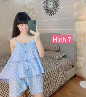 Đồ mặc nhà đùi thô lụa phối ren siêu xinh