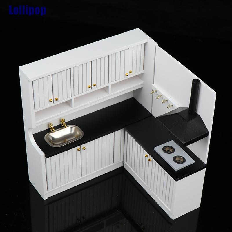 Bộ đồ chơi nhà bếp bằng gỗ tỉ lệ 1: 12 trang trí nhà búp bê