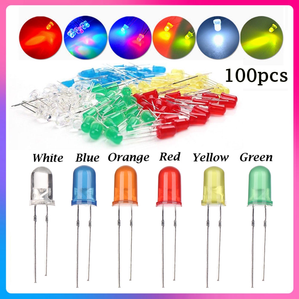 100 Đèn Led 5mm Màu Trắng