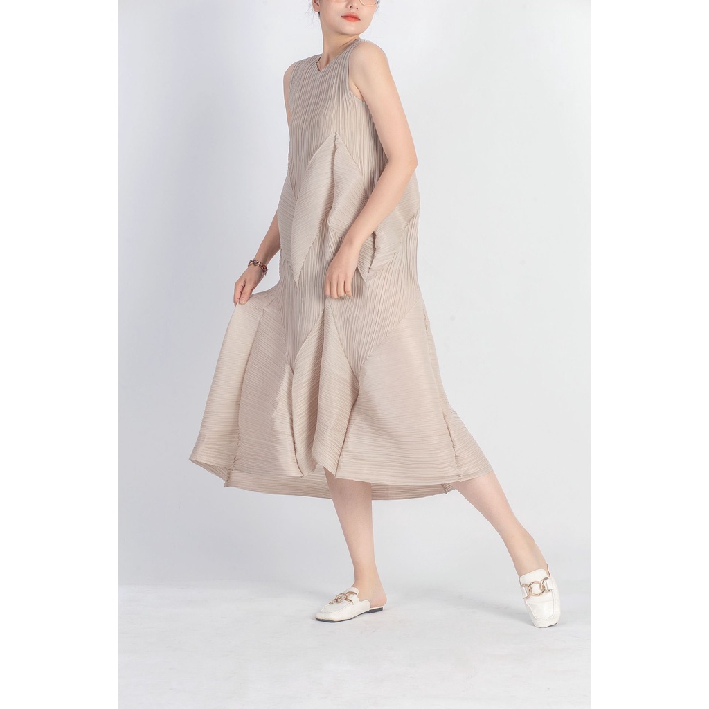 Đầm Lửng Không Tay Màu Sắc Trơn Phong Cách Hàn Quốc Thời Trang Mùa Hè Cho Nữ