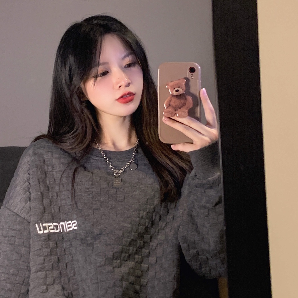 Áo Sweater Mỏng Tay Dài Cổ Tròn Dáng Rộng Phong Cách Hàn Quốc Dành Cho Nữ | BigBuy360 - bigbuy360.vn