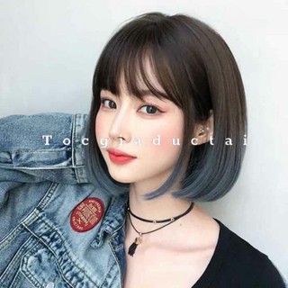 Tóc giả nguyên đầu vic ombre xanh uốn cụp ngắn phong cách trẻ trung thời trang dành cho nữ