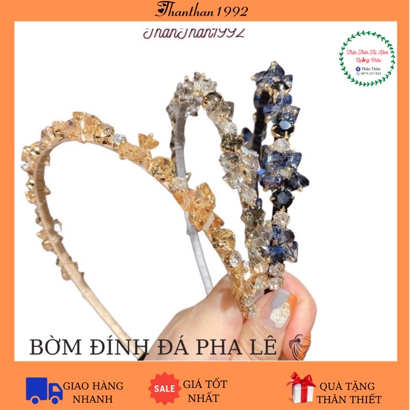 Bờm đính đá pha lê hàn quốc, băng đô cài tóc đính đá Hàn quốc