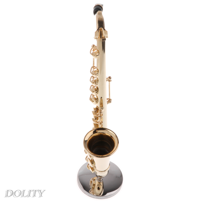 [DOLITY]Miniature 14cm Metal Saxophone Model Musical Instrument Home Decor Kids Gift