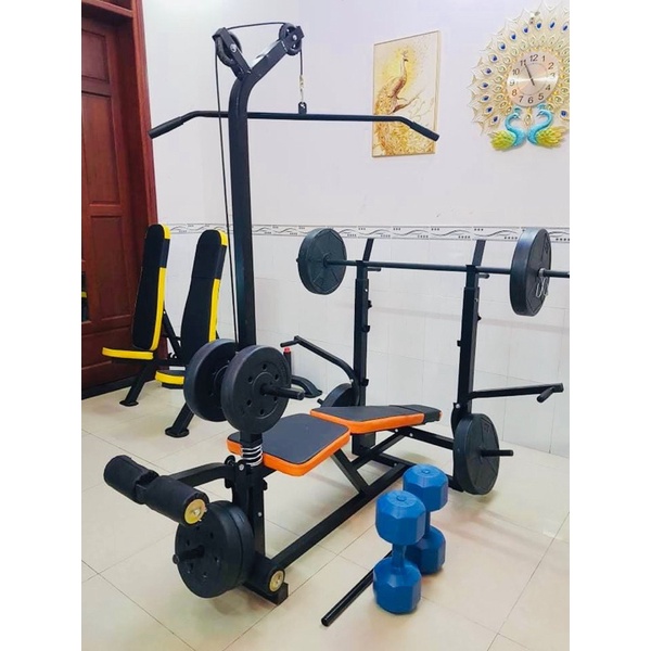 Combo ghế tập tạ đa năng tại nhà.