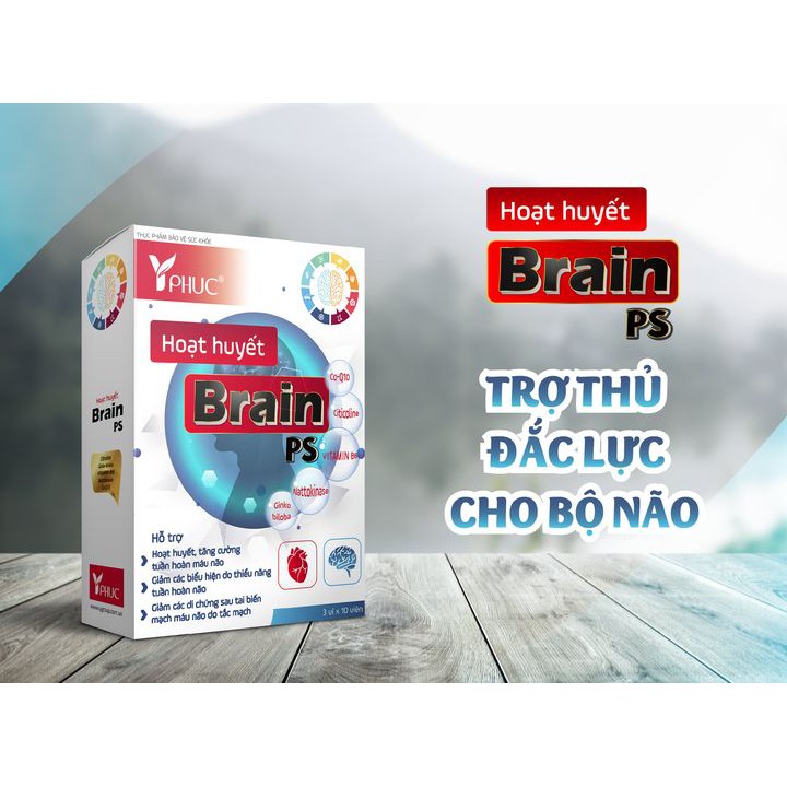 HOẠT HUYẾT BRAIN PS Y Phúc- Đập tan combo "Đau Đầu - Mất ngủ - Mệt mỏi" - Hộp 30 viên