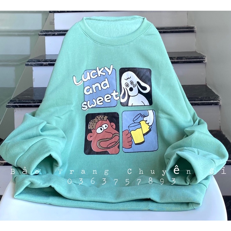 Áo Nỉ Sweater Nỉ Cổ Tròn Hình Cute Form Rộng Unisex Chất Nỉ Lót Bông Toàn bộ ảnh thật | BigBuy360 - bigbuy360.vn