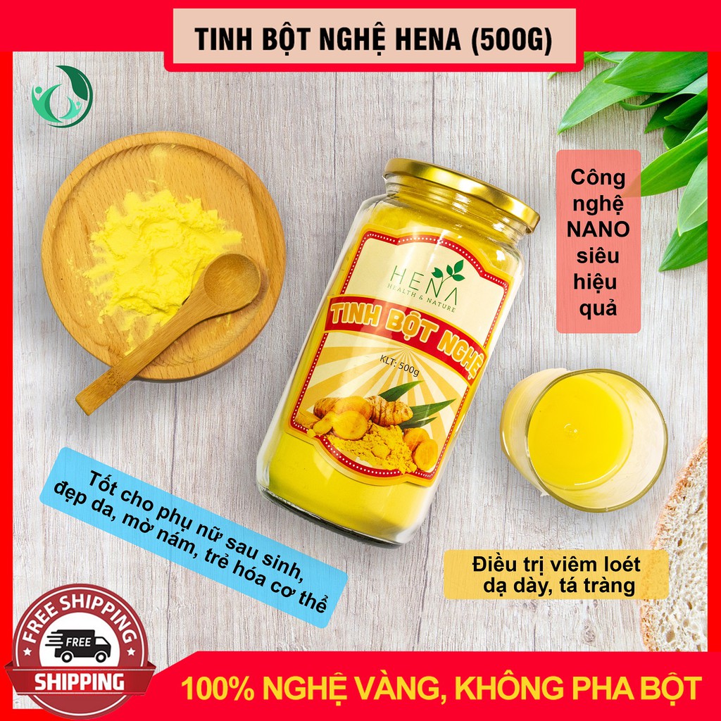 Tinh bột nghệ Cao Cấp Hena 500G Chính Hãng Dùng Tốt Cùng: Nghệ Viên Mật Ong Rừng Hena