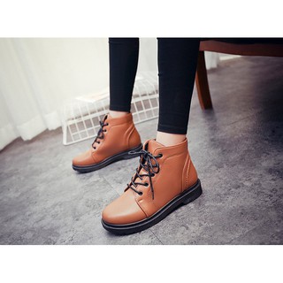 GIÀY BOOT CỔ THẤP CỘT DÂY CÁ TÍNH MÀU NÂU