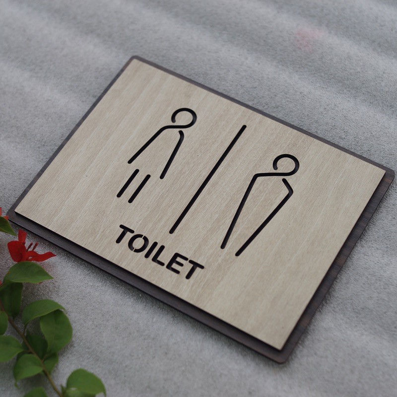 [Hot Sale] Bảng Gỗ Vintage Decor Toilet - WC Nam Nữ - Resroom Chỉ hướng nhà vệ sinh