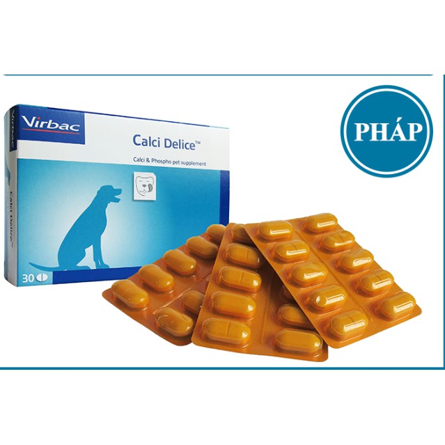 Vỉ 10 viên Canxi Pháp cho chó mèo Virbac Calxi Delice