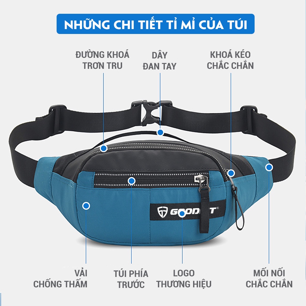 Túi bao tử, đai đeo chạy bộ chống nước cao cấp chính hãng GoodFit GF115RB