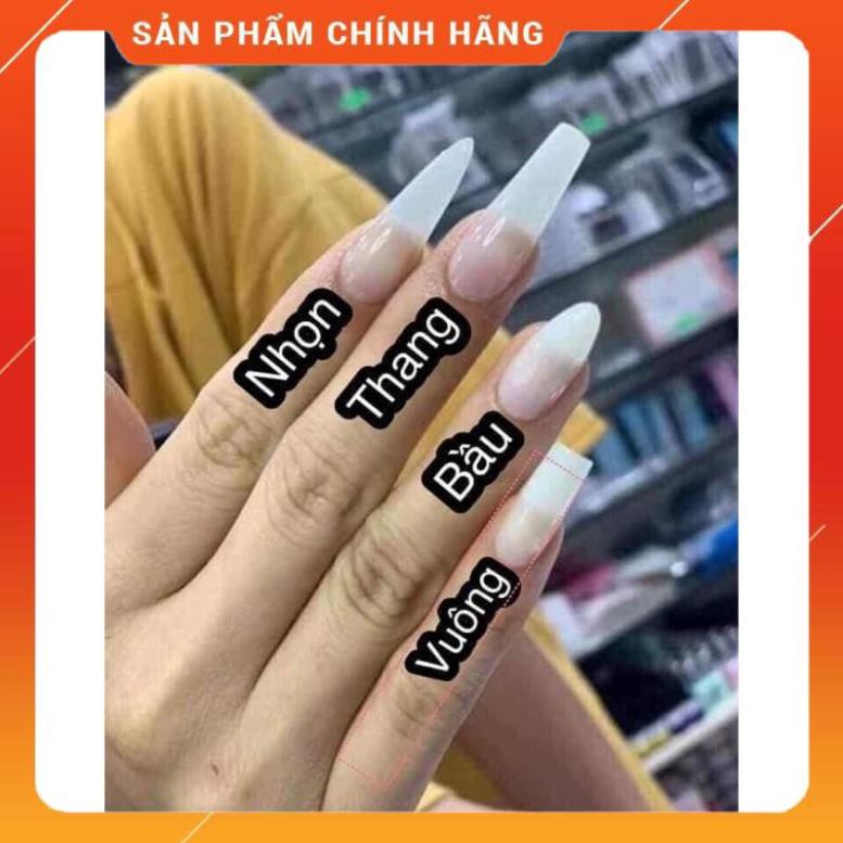 Móng úp tay HSM loại 1 hộp 500 móng form bầu, nhọn, vuông, thang trong đục