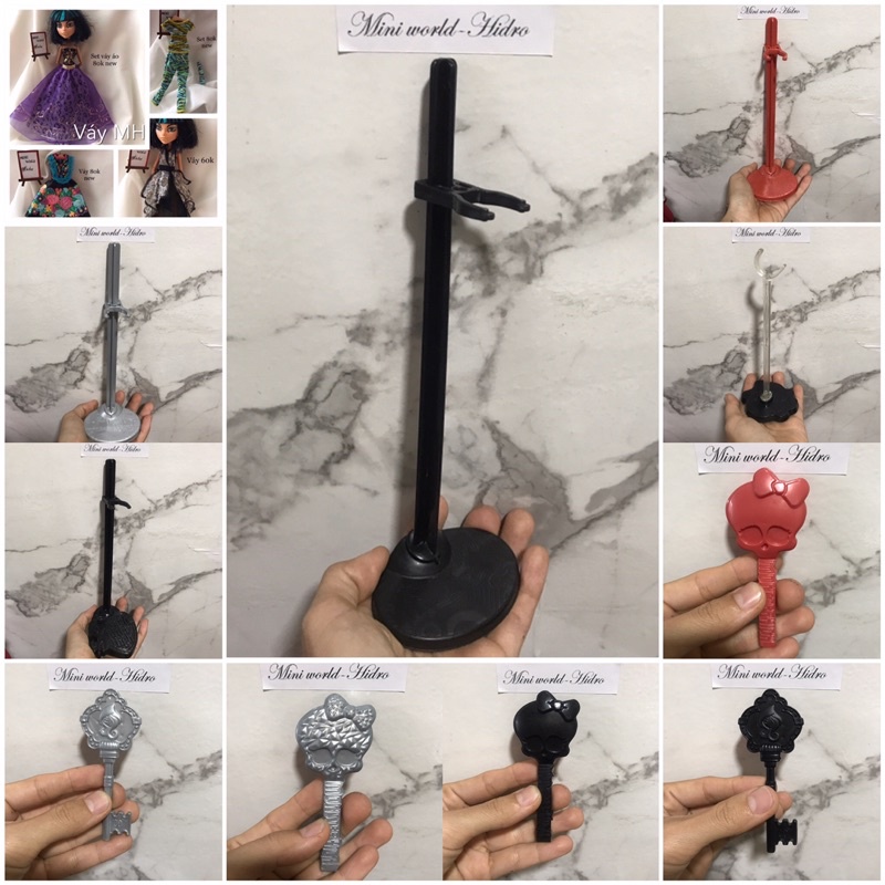 Váy búp bê Monster high. Phụ kiện chân đế lược búp bê MH
