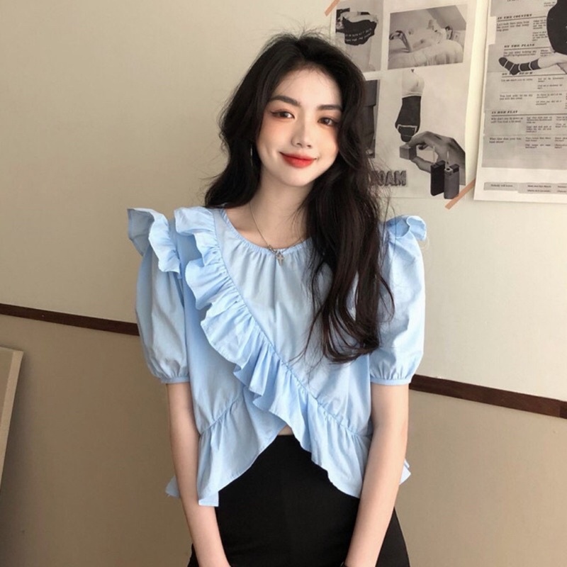 [3bQ_shop]áo vạt chéo phong cách Hàn cho nữ dạo phố